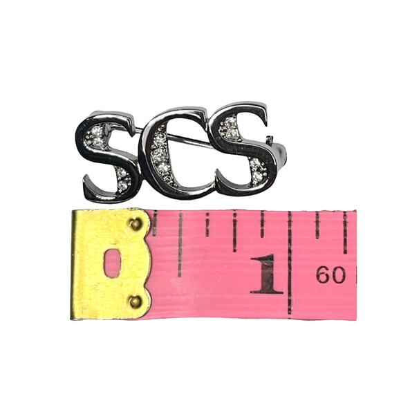 Vintage Swarovski Crystal & Silver SCS BROOCH 1" Tack Pin / Pendant 2013 Members - Picture 4 of 5